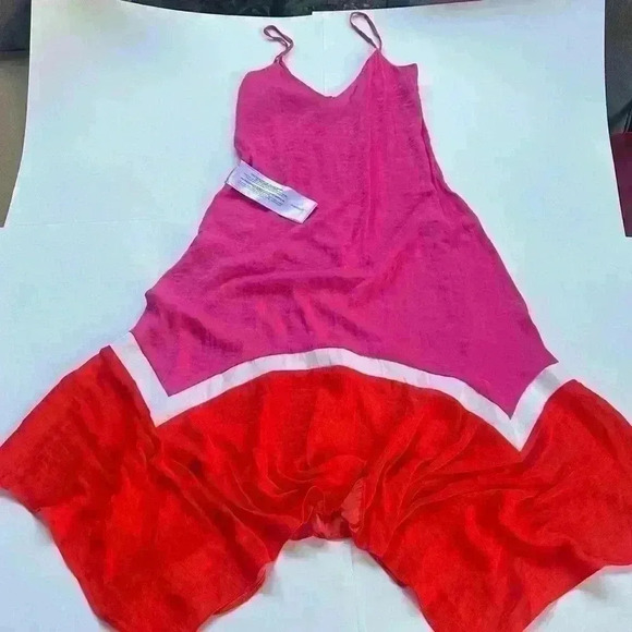 BCBGMAXAZRIA Womens Color Block Mixi Bright Bohemian Dress Spaghetti Straps NWOT - Picture 10 of 14